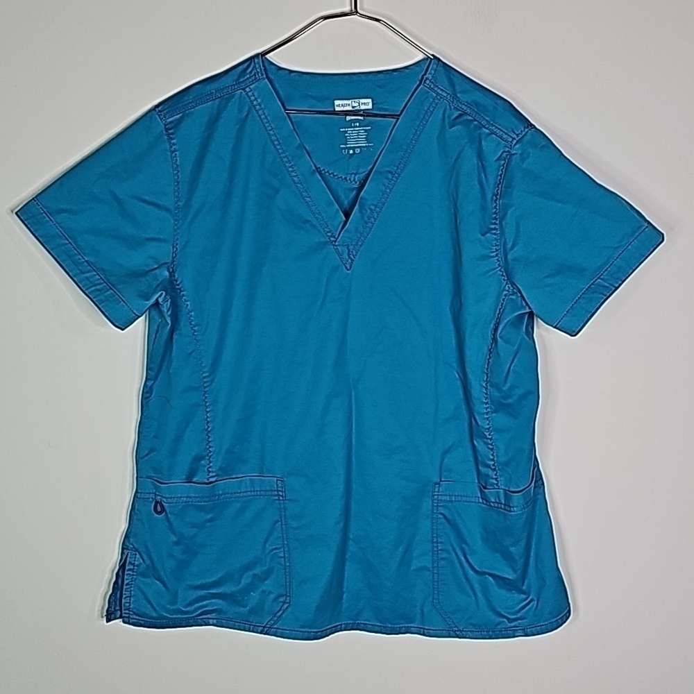 Health Pro large blue short sleeve scrub top